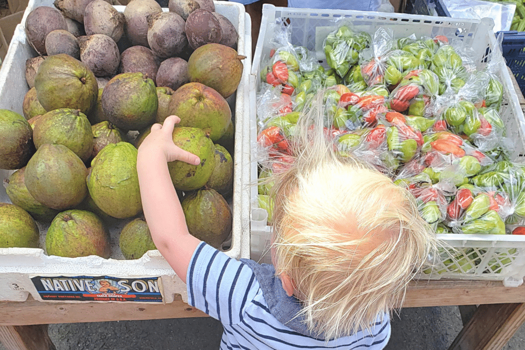 In Grenada with kids at St. George's market